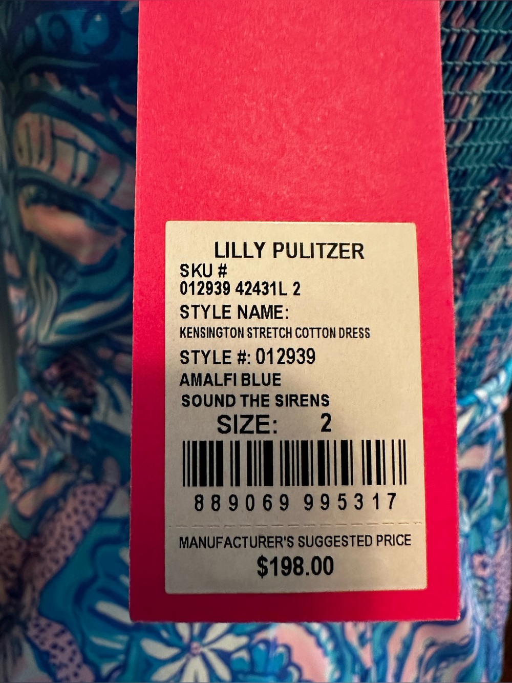 Lilly Pulitzer Kensington Stretch Cotton Dress in Amalfi Blue Sound The Sirens - Picture 5 of 5